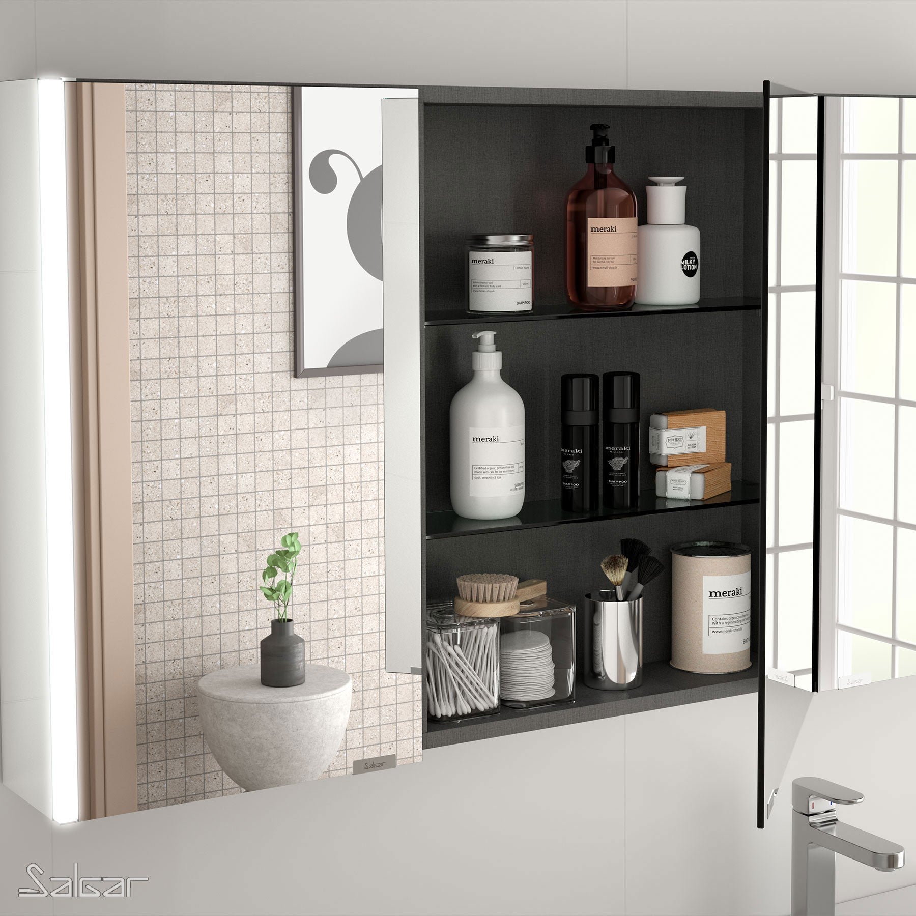 Alliance kast 3 dubble spiegeldeur met LED verlichting IP44 (21,5W)